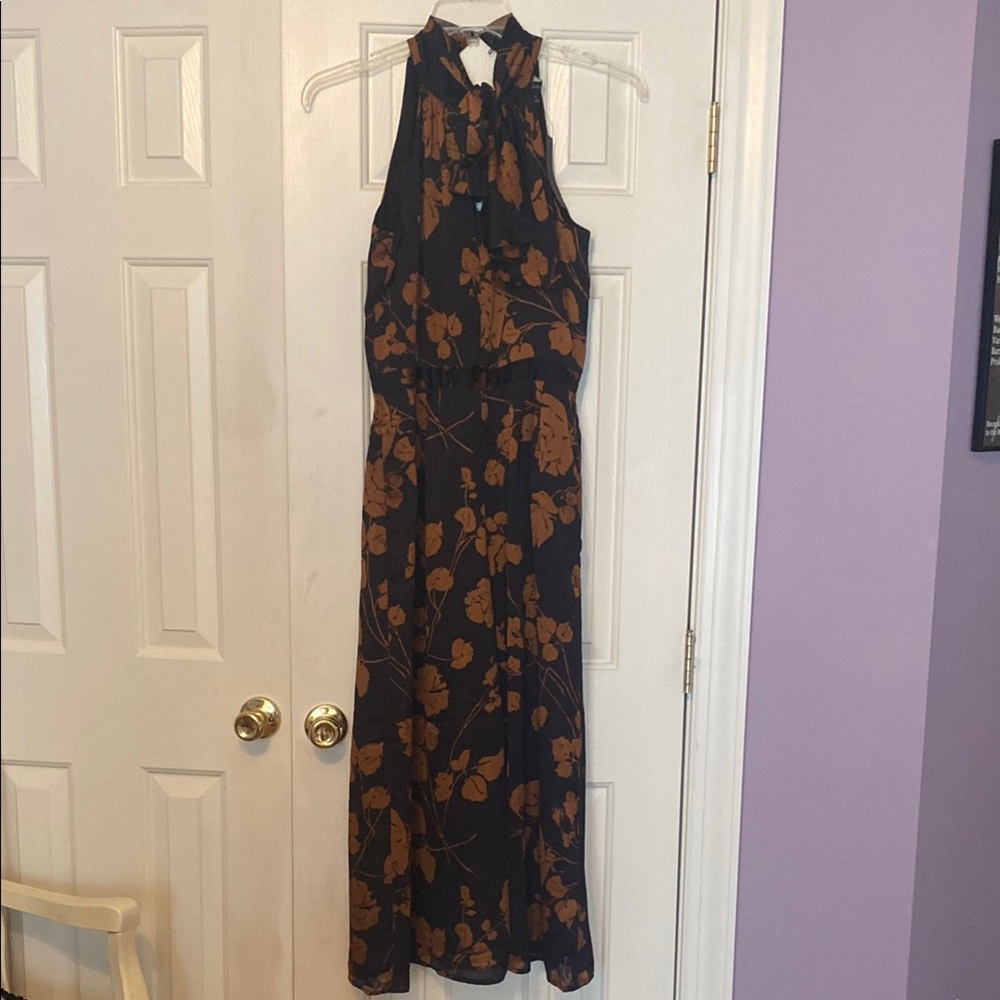 Banana Republic Black and Brown Halter Maxi Jumpsuit
